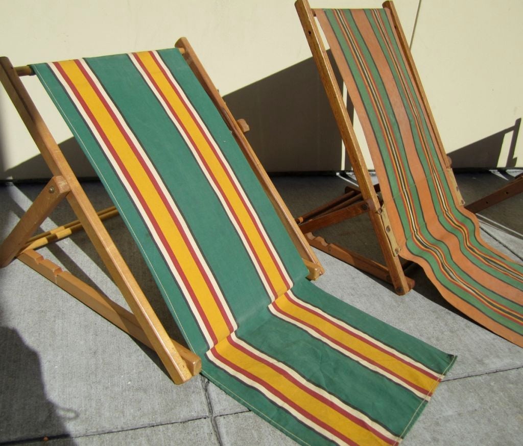 Wood Set of Four Vintage Beach Seats