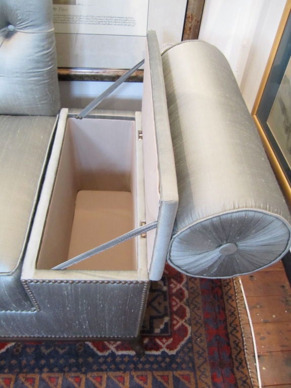 Mid-20th Century 40s Hollywood Glam Settee with Secret Storage