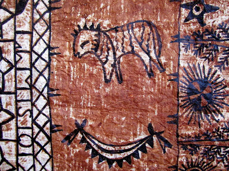 Samoan Monumental Tapa Cloth Panel, Pair For Sale