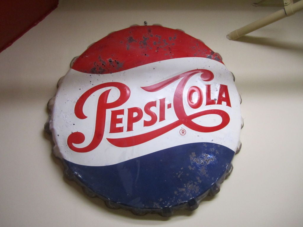 vintage pepsi bottle cap sign