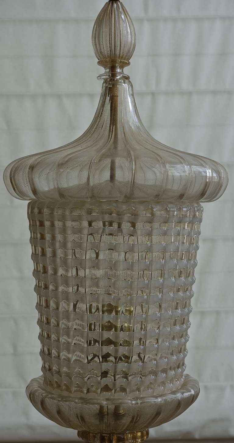 Mid-20th Century Stately Venetian, Glass Marbro Table Lamp For Sale
