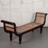 Indo-Dutch Colonial Rosewood Daybed with Caned Seat and Sides