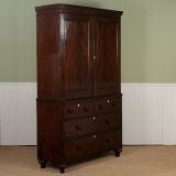 Antique Anglo-Indian Solid Mahogany Linen Press with Four Drawers