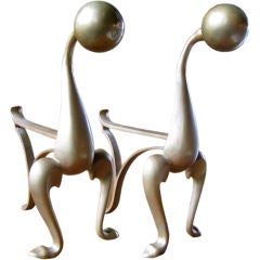 Antique English Art Nouveau Andirons