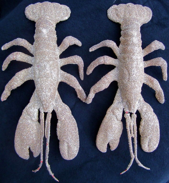 Pair of Czech Glass Encrusted Lobsters
