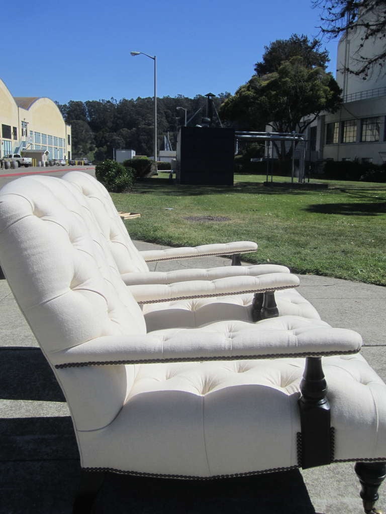 Mahogany George Smith Edwardian Armchairs from Aileen Getty Collection