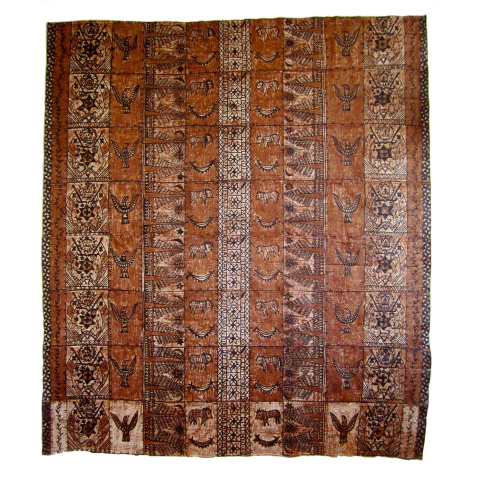 Monumental Tapa Cloth Panel, Pair For Sale