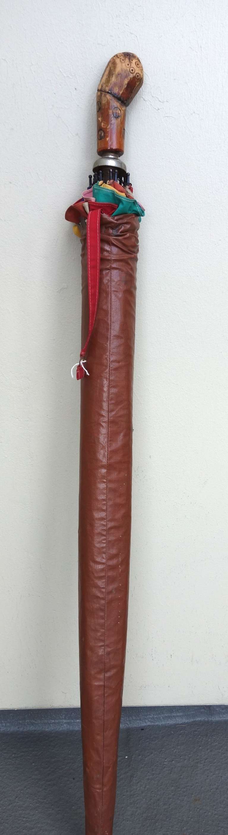 Mid-20th Century 1940s Canvas Beach Umbrella