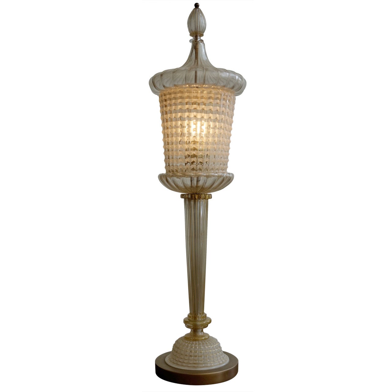 Stately Venetian, Glass Marbro Table Lamp For Sale