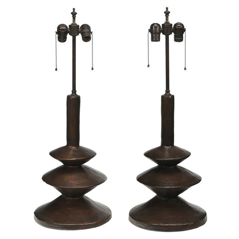 Pair of Giacometti Style Lamps for Sirmos