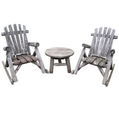 Pair of Adirondack Rockers and Table