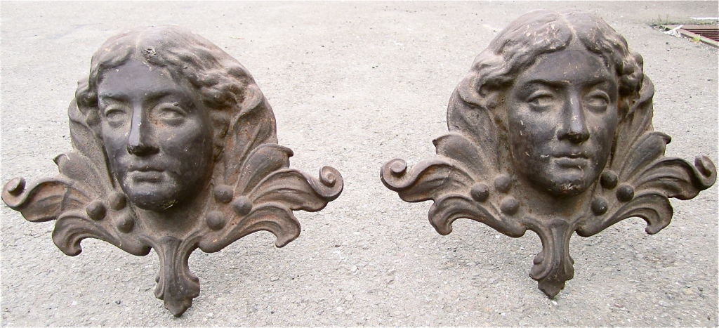Pair of Cast Iron Fire Dogs In Excellent Condition For Sale In San Francisco, CA