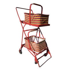 Vintage Striped Canvas Grocery Cart