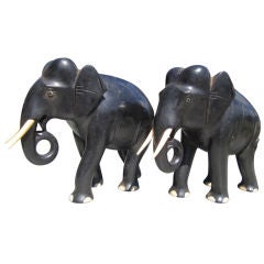 Sweet Pair of Miniature Ebony Elephants