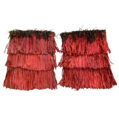 Pair of Moroccan Leather Fringed Panels