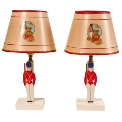 Vintage Pair of Art Deco Soldier Lamps
