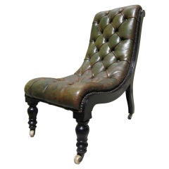 French Tufted Leather Chauffeuse