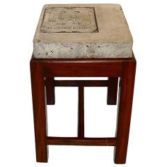 Indian Litho Stone Table on Teak Base