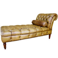 Late 19th Cent. Tufted Leather Chaise