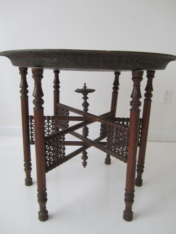 20th Century Egyptian Hammered Copper Table