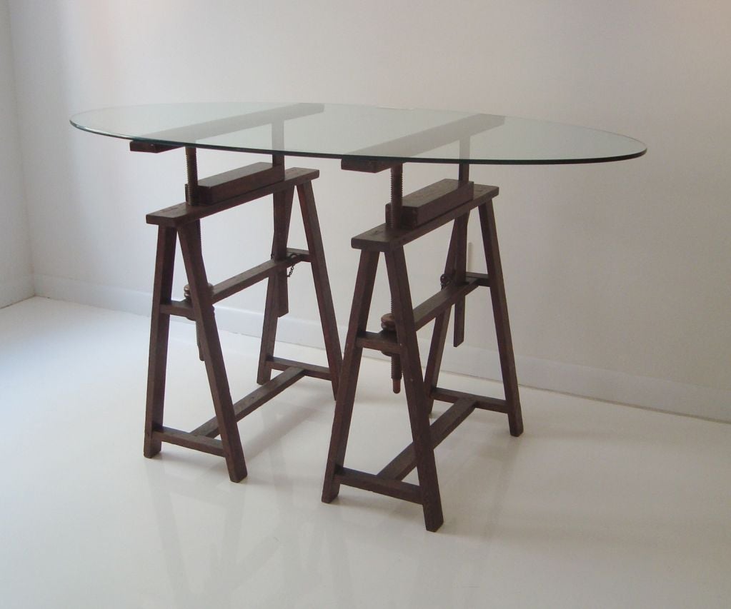 Adjustable English Oak Drafting Table