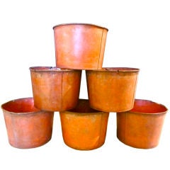 Vintage Set of 6 Orange Sap Buckets