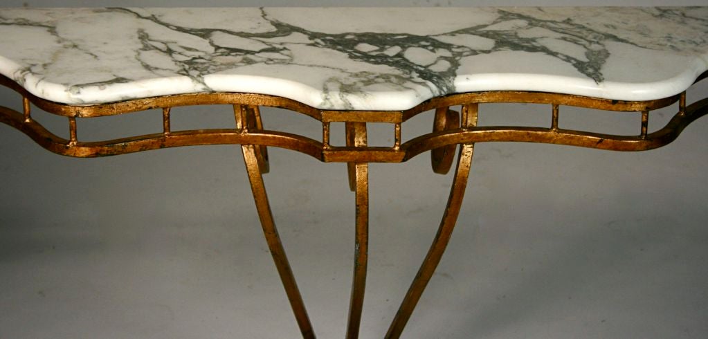 Gilded Iron Console with Marble Top