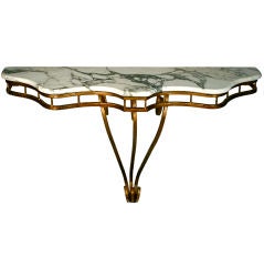Gilded Iron Console with Marble Top
