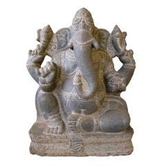 Antique Carved Stone Ganesh