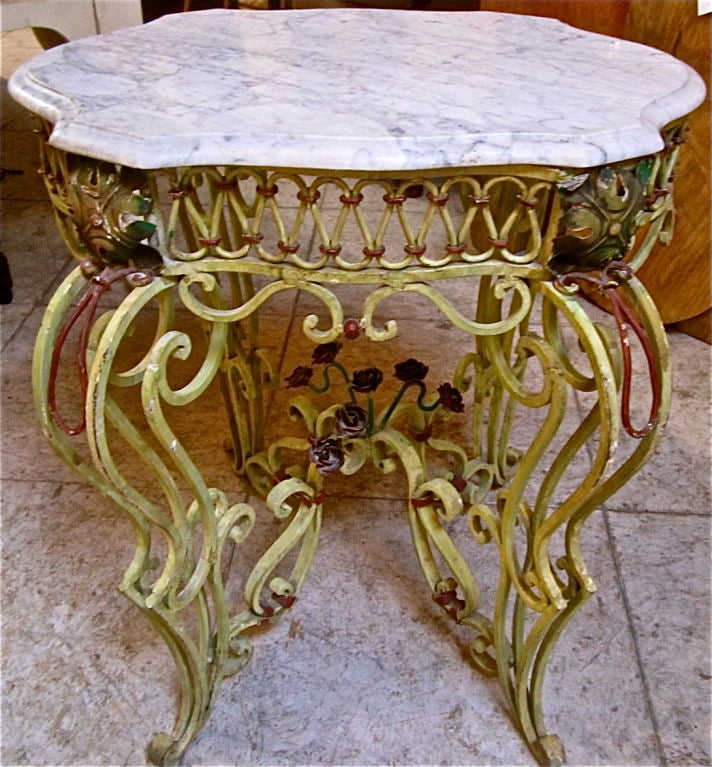 Classic French Entry Table with Marble Top