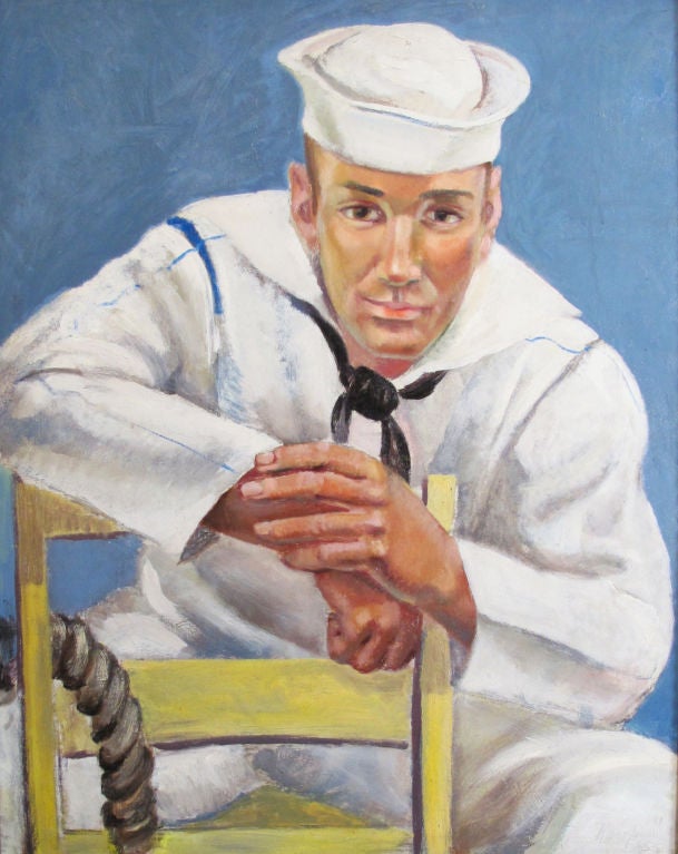 Portrait of a Sailor by Clement Haupers In Excellent Condition For Sale In San Francisco, CA