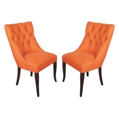 Pair of Elegant Tufted Mid Century Side Chairs Pair of Elegant Tufted Mid Century Side Chairs