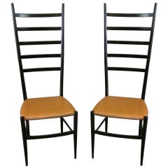 Pair of Tall Italian Ladder Back Chairs