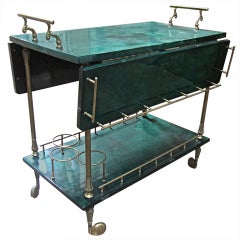 Rare Aldo Tura Goatskin Drinks Cart