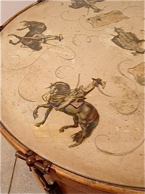 Mid-20th Century Equestrian Drum Table For Sale