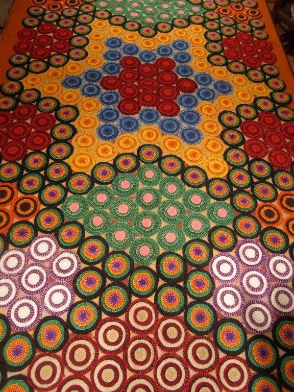 American Extraordinary Large Scale 1920s Penny Rug