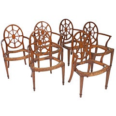 Antique Exceptional Set of Six Spider Back Chairs