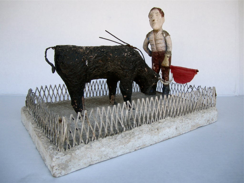 French Folk Art Bullfighter and Bull For Sale