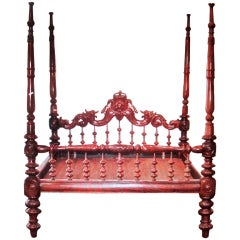 Antique Solid Mahogany Anglo Indian Bed