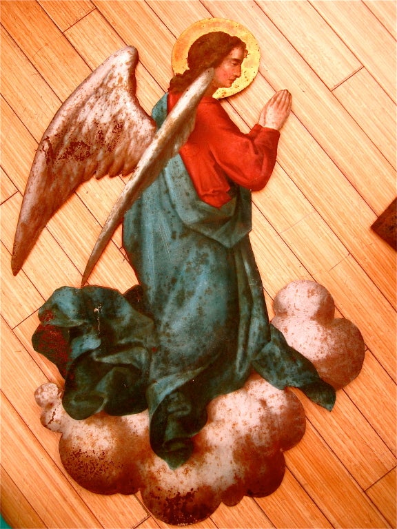 Tole Painted Winged Angel Retablo