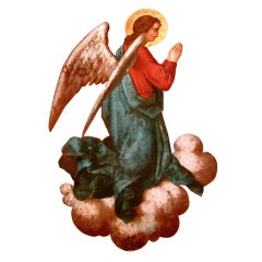 Tole Painted Winged Angel Retablo