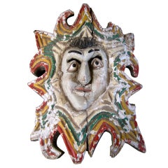 Carved Wood Painted Mexican Mask