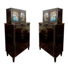 Pair of Black Lacquer Art Deco Cabinets