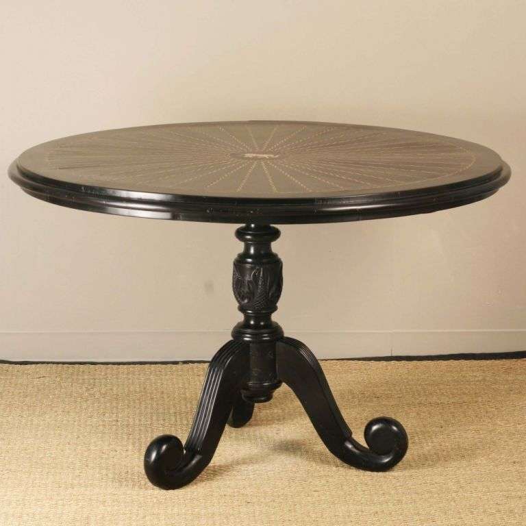 19th Century Anglo-Indian Solid Ebony Tilt-Top Table For Sale