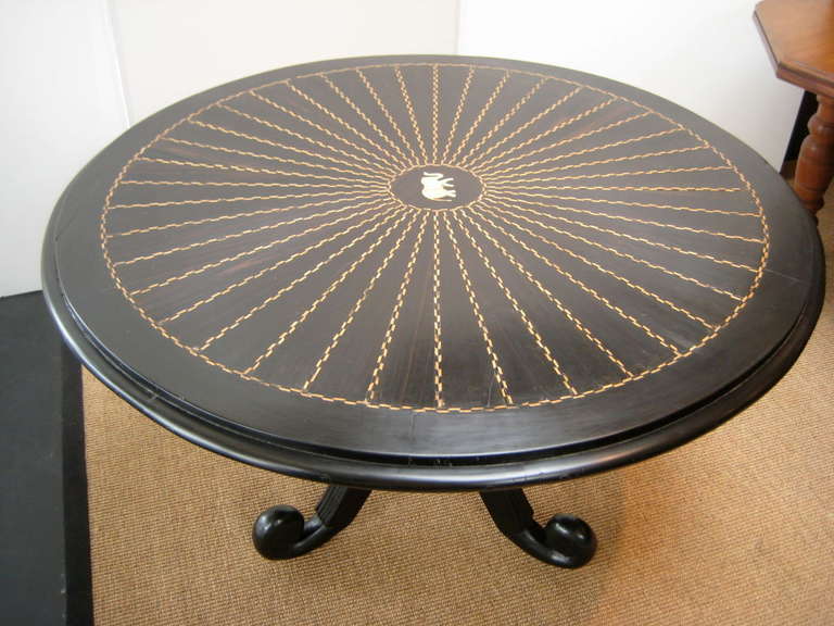 Sri Lankan Anglo-Indian Solid Ebony Tilt-Top Table For Sale