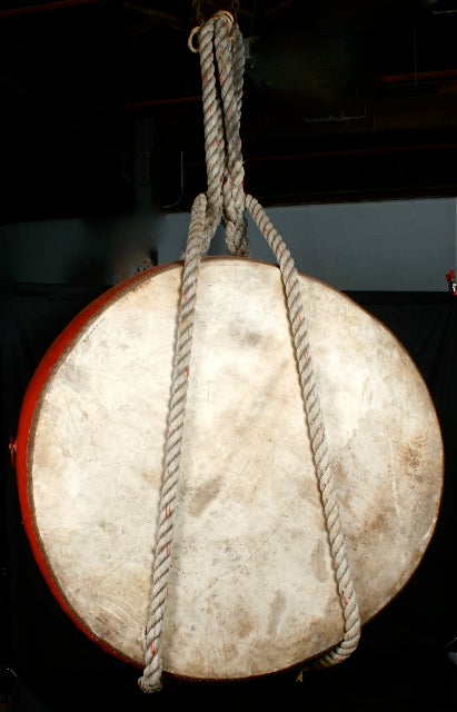 Chinese Giant Leather and Lacquer Drum For Sale