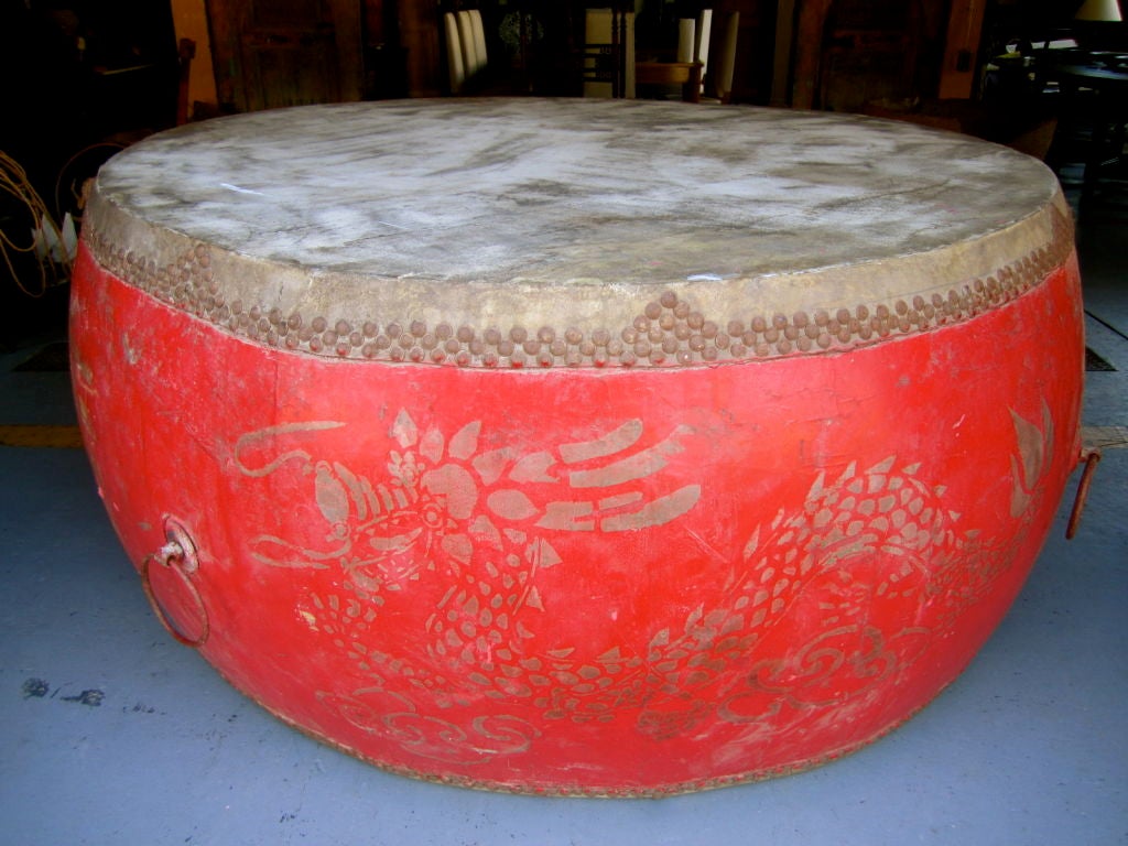 Giant Leather and Lacquer Drum For Sale 2