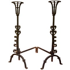Commanding Pair of Andirons