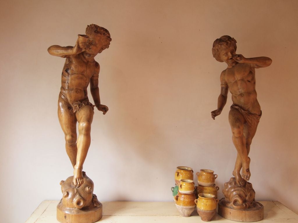 Pair of Extra Large Carved Italian Cherubs