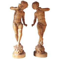 Pair of Extra Large Carved Italian Cherubs